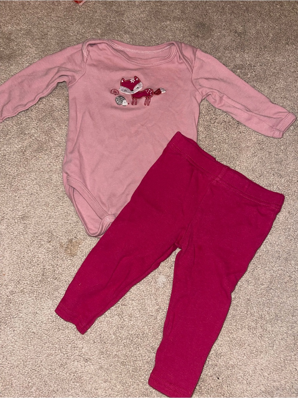 Pink Fox Graphic Baby Matching Set - Long Sleeve Bodysuit & Pants